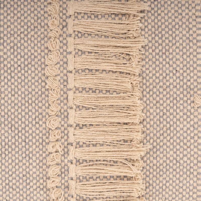 Wood Cream Cotton Upholstered Bedroom Bench Abstract Pattern Nailhead Trim - 16” D x 47” W x 18” H