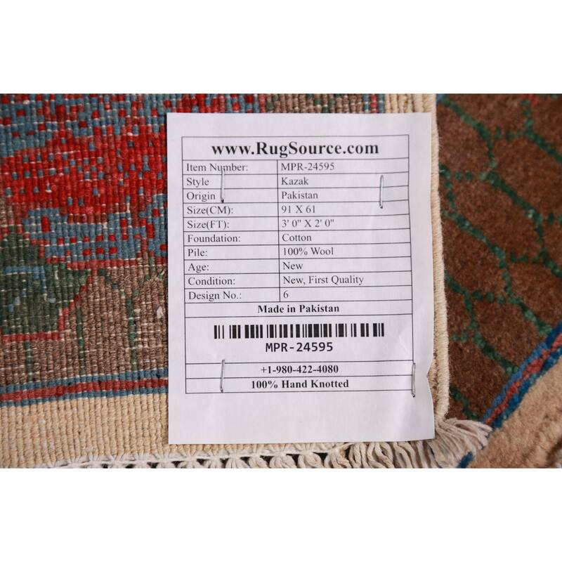 Kazak Oriental Foyer Rug Handmade Wool Carpet - 2'0"x 3'0"