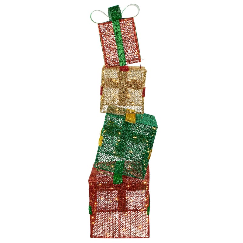 53" LED Lighted Stacked Christmas Gifts Outdoor Decoration