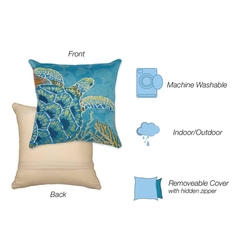 Liora Manne Marina Seaturtle Garden Indoor/Outdoor Pillow