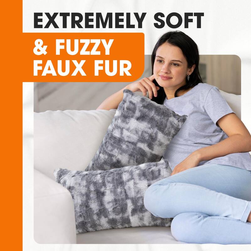 Cheer Collection Set of 2 Decorative Faux Fur Throw Pillow