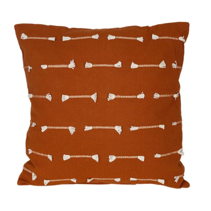 HomeRoots 18" Terra Cotta Striped Cotton Throw Pillow With Texture