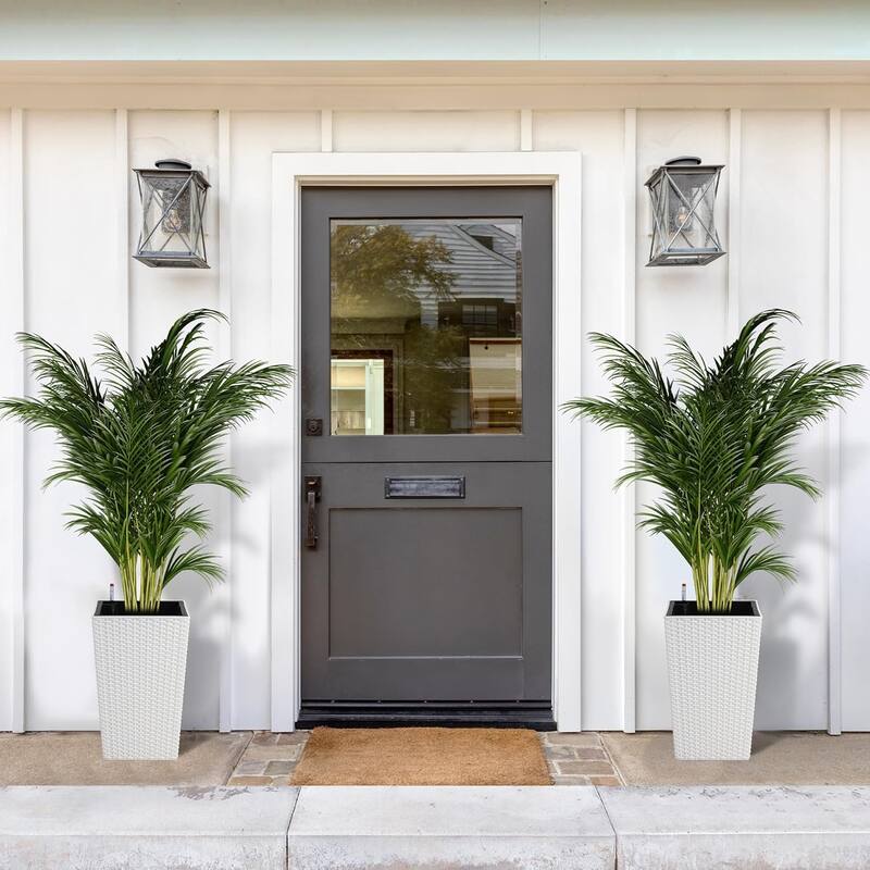 Planters Set of 2, Outdoor＆Indoor Planter Pots, Automatic Watering,High Front Porch Planter Pots