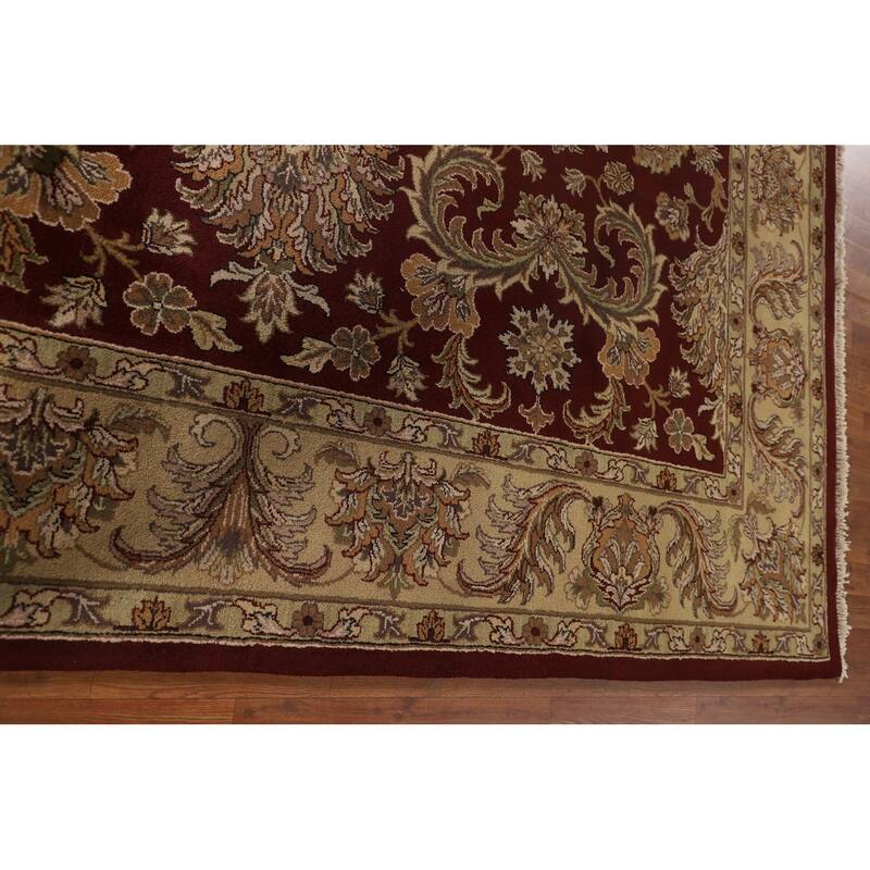 Red Floral Agra Indian Area Rug Hand-Knotted Wool Carpet - 8'3"x 10'1"