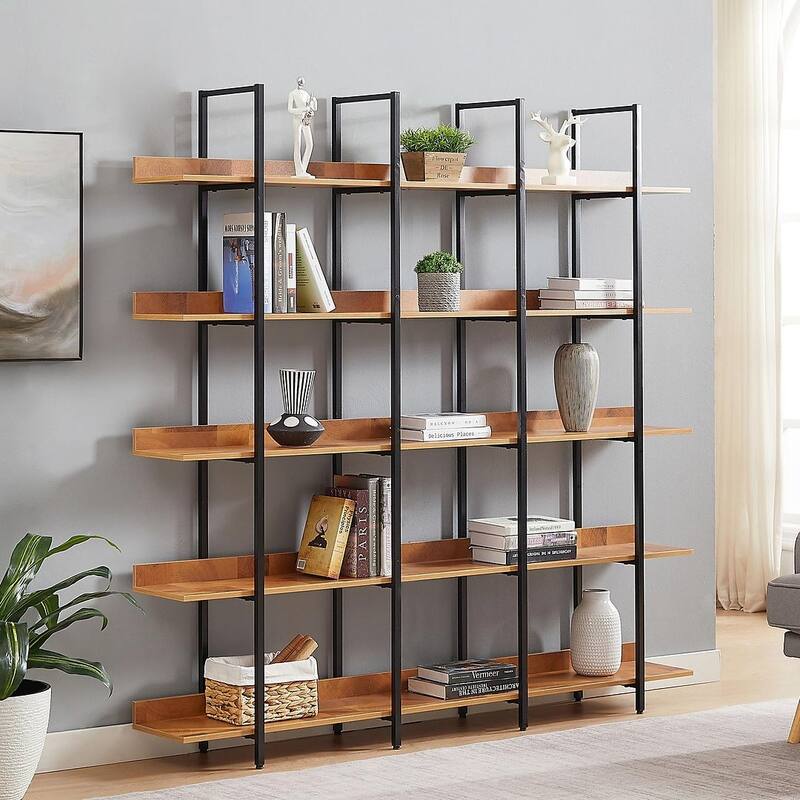 Vintage Industrial Bookshelf 5 Shelf Bookcase