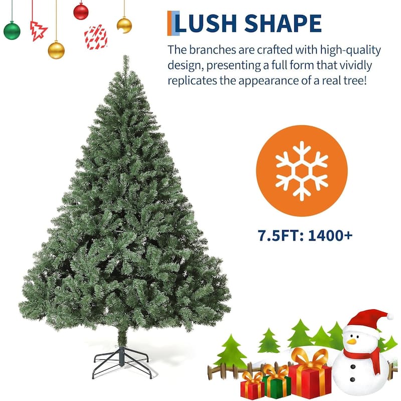 Pre-Lit Artificial Spruce Christmas Tree with White Lights, Unlit Hinged Design