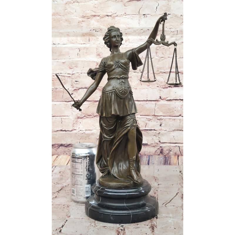 Lady Justice Bronze Statue – Elegant Symbol Of Law And Fairness On Marble Base