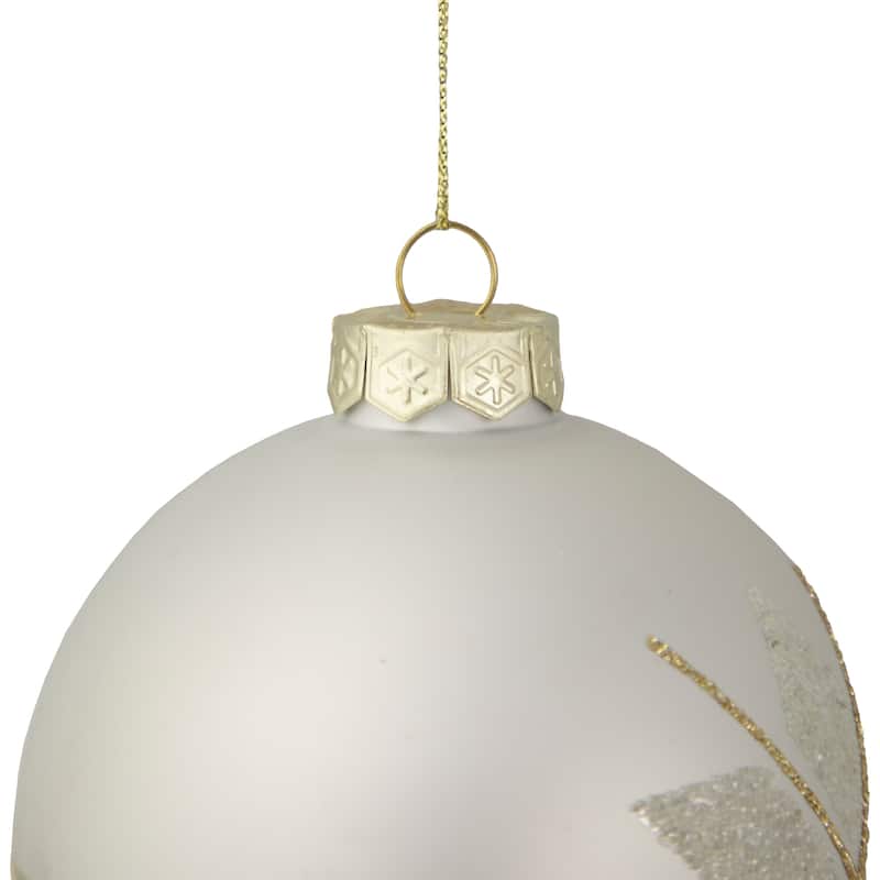 Glittered Snowflake Glass Christmas Ball Ornament - 4" - Gold