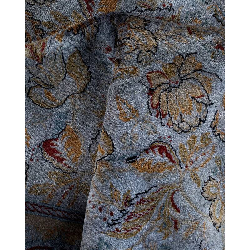 Overton Hand Knotted Wool Vintage Inspired Modern Contemporary Overdyed Gray Area Rug - 7' 10" x 10' 3"