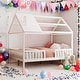 preview thumbnail 1 of 9, Full Size Wood House Bed With Fence,Solid Construction White