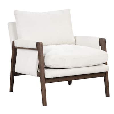 Mid-Century Modern 30.2" Velvet Arm Chair with Solid Wood and Thick Seat Cushion for Living Room