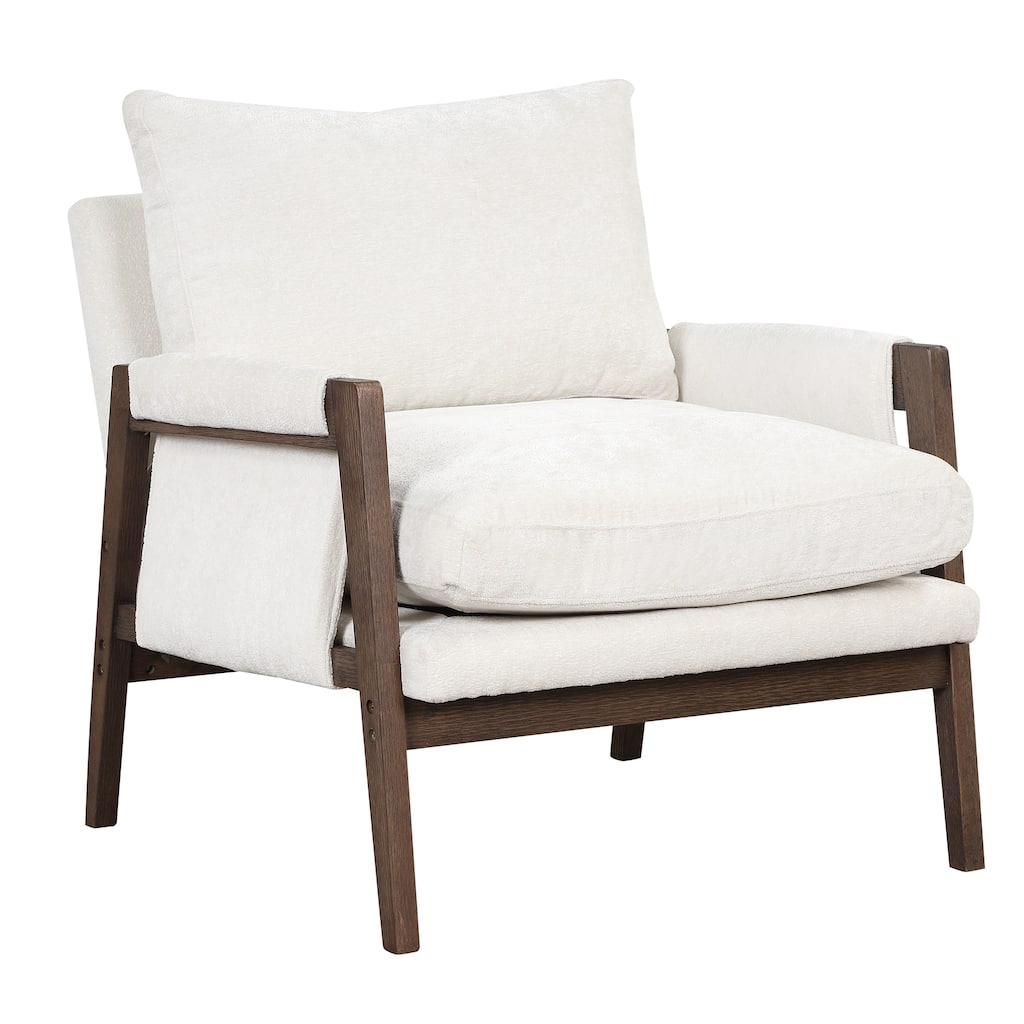 Mid-Century Modern Velvet Accent Chair, Leisure Chair with Solid Wood and Thick Seat Cushion for Living Room, Bedroom
