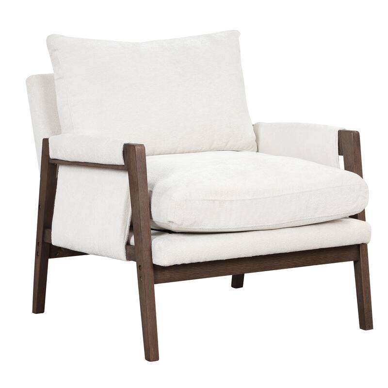 White 35.4" Velvet Arm Chair