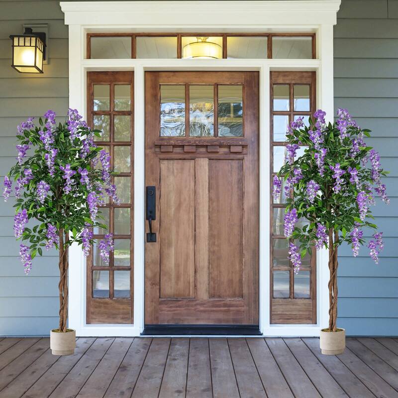 Costway 1/2 PCS 5.5 FT Tall Artificial Ficus Tree Faux Wisteria Plant