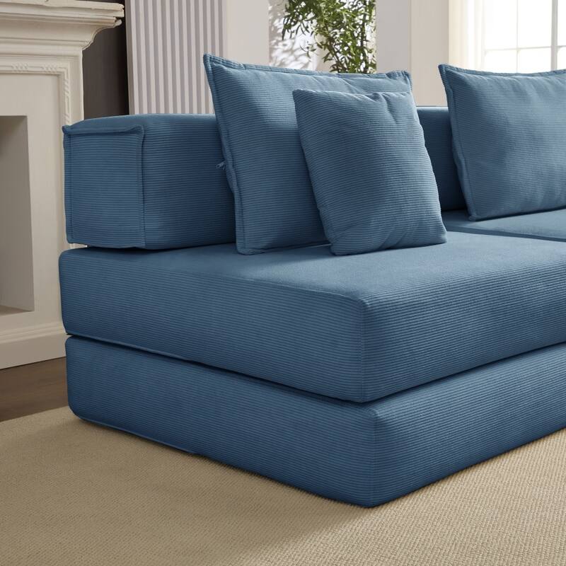 118.2" Modular L-Shaped Oversized Upholstered Sectional Sofa Set with 6 Pillows