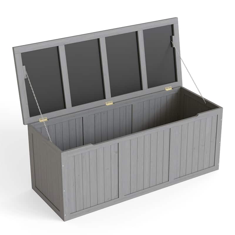 112 Gallon Outdoor Wooden Deck Storage Box