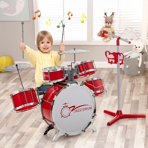 Kids Jazz Drum Keyboard Set with Stool and Microphone Stand - 31.5