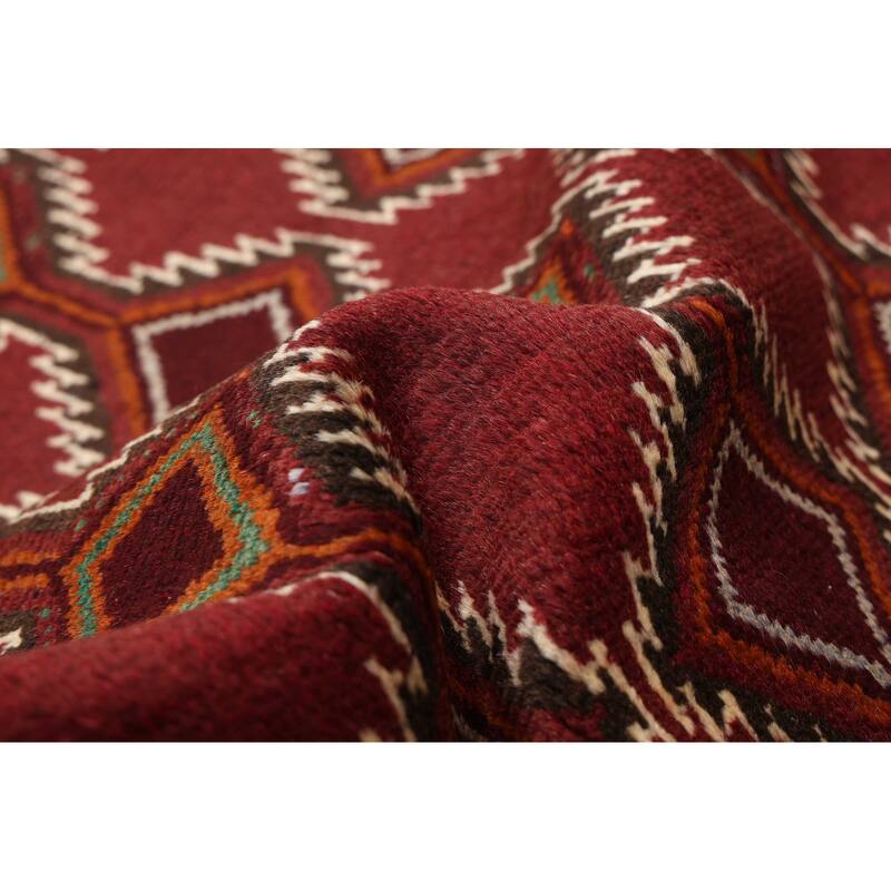 ECARPETGALLERY Hand-knotted Baluch Burgundy Wool Rug - 3'3 x 5'11