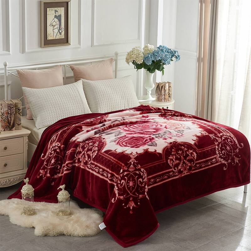 2 Layer King Size Fluffy Chunky Large Raschel Blanket Super Soft Faux Fur Blanket