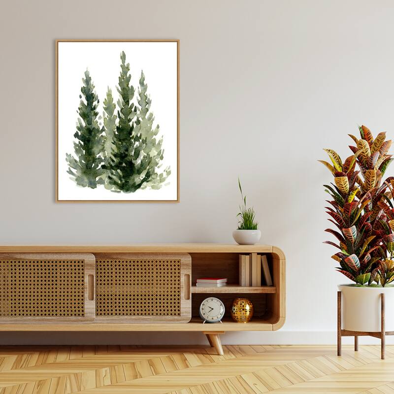 Simple Evergreens II by Emma Caroline Framed Canvas Wall Art - Sylvie Maple