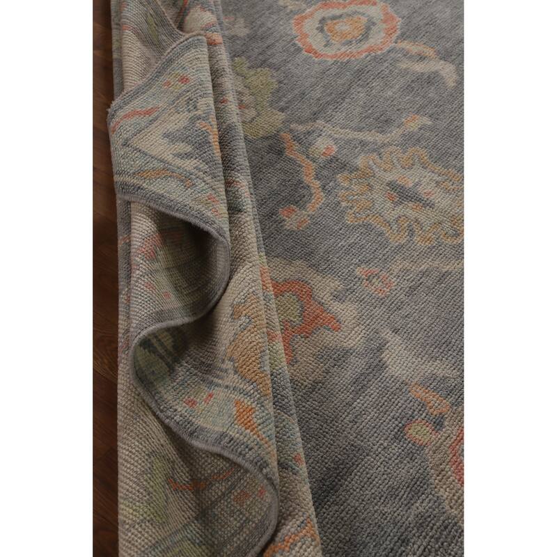 Hand Knotted Oriental 100% Wool Carpet Transitional All-Over Greys & Charcoal Oushak Area Rug - 12' 0'' X 8' 1''
