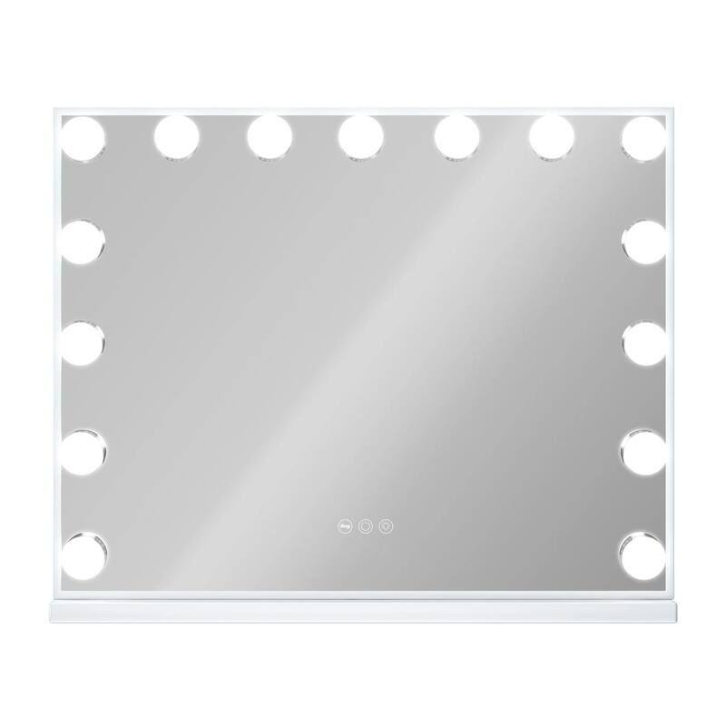 Makeup Mirror with 15 Dimmable LED Bulbs 3 Colors Lights & USB Charge Port, Slim Metal Frame Design, Tabletop/Wall