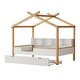 preview thumbnail 6 of 7, Full Size White House Bed with Natural Wood Frame, Twin Trundle, and Bookshelf Storage