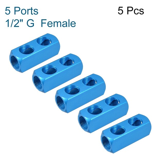 1//4 G Threaded Pneumatic 5 Ports 2 Way Quick Connect Splitter Air Hose Inline Manifold Block Splitter