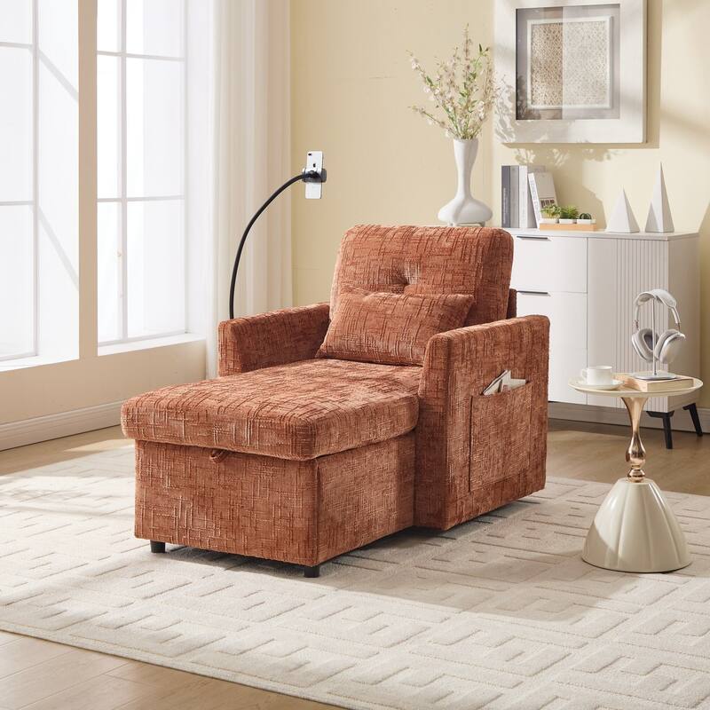 Multifunctional Lazy Person Sofa Recliner can be Stored Storage Backrest with Cell Phone Bracket Single Leisure Chair