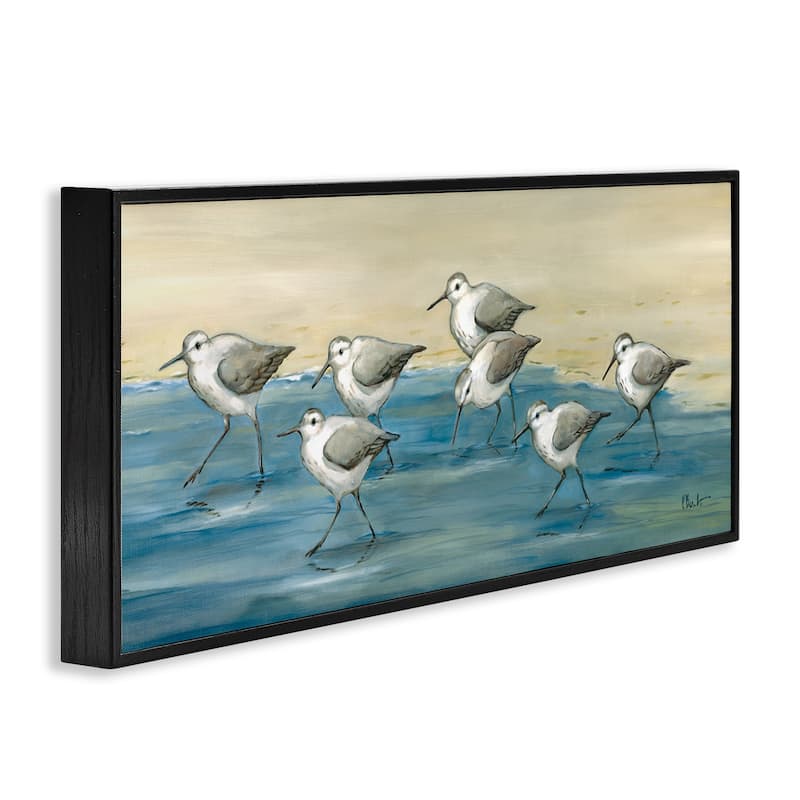 Stupell Sandpiper Bird Flock Beach Shoreline Framed Giclee Texturized Wall Art, Design By Paul Brent