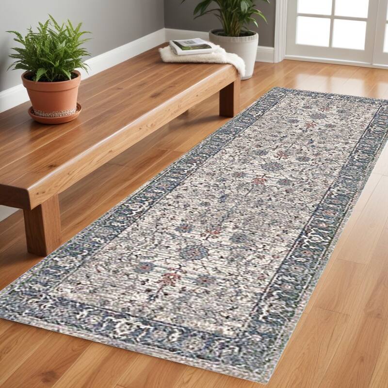 Pocac Power Loomed Durable Area Rug By HomeRoots - 96' X '31' X '0.38 - Lavender/Ivory