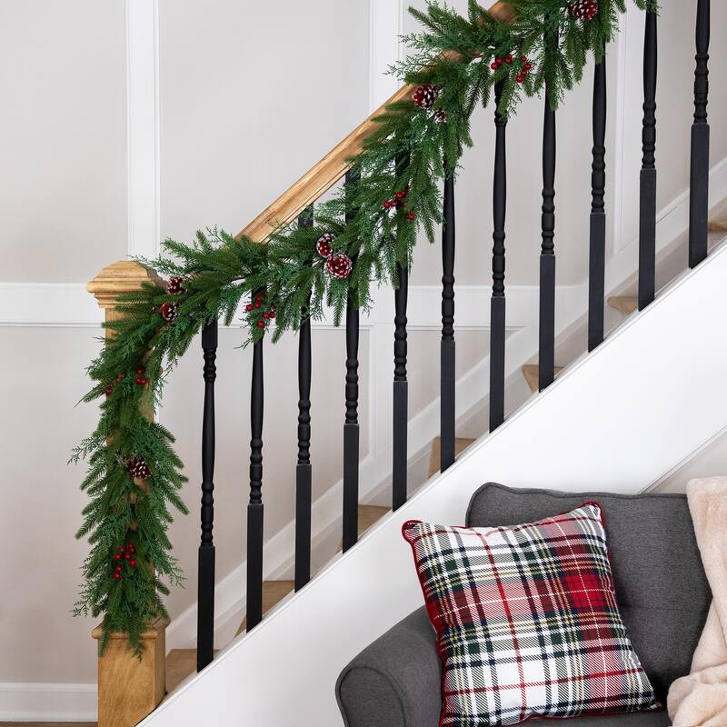 Real Touch™️ Wind River Fir with Glittered Pinecones Artificial Christmas Garland - 7' x 12" - Unlit