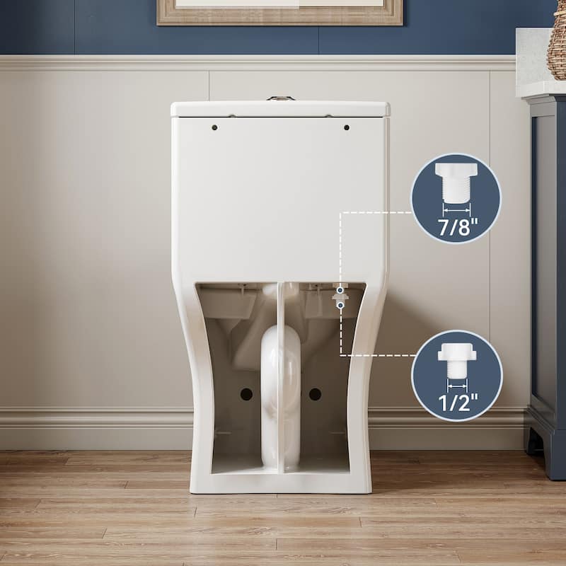 HOROW 1 Piece WaterSense Dual Flush Elongated Toilet White Rimless Bowl Child Seat 1000g Flush - 12 inch Rough In - N/A