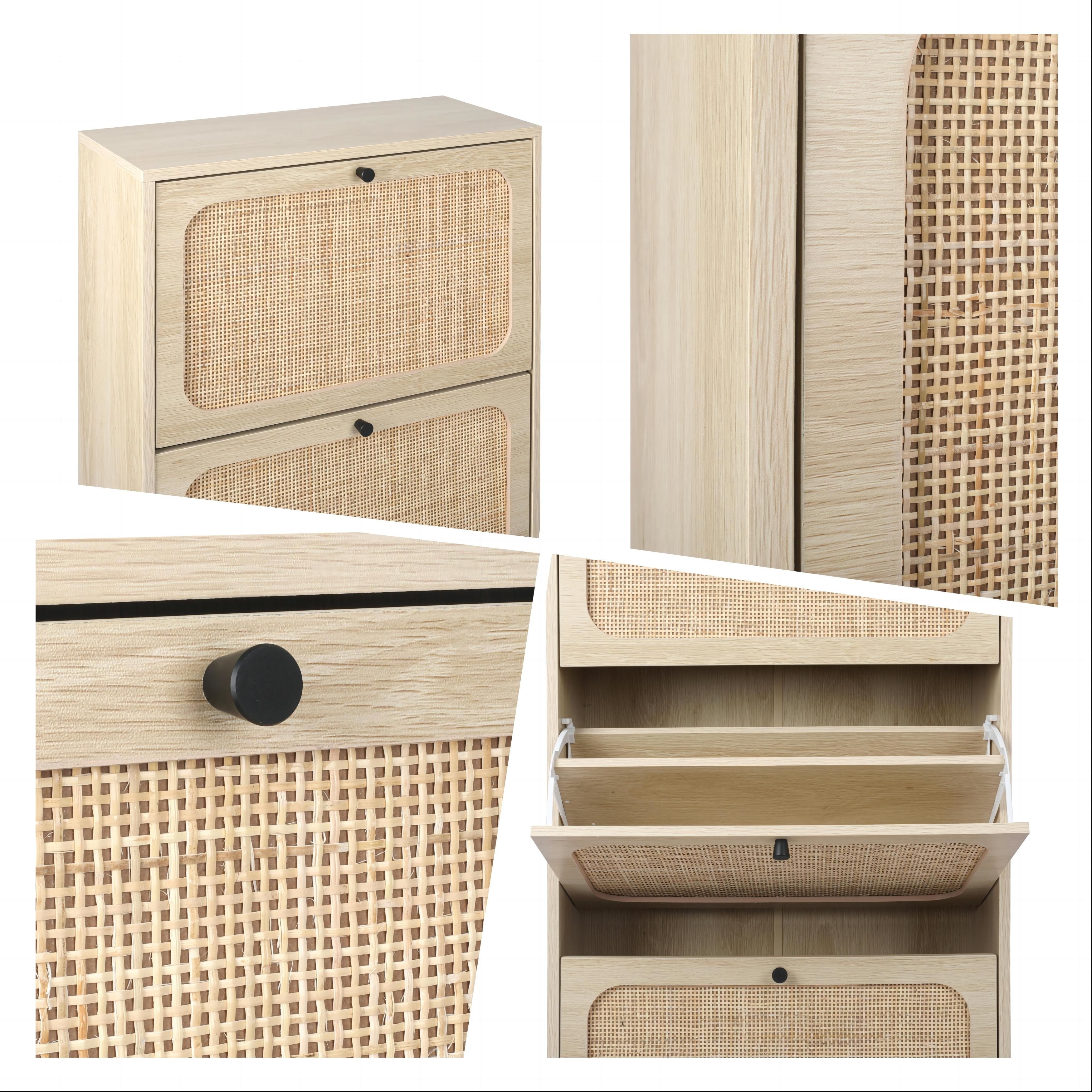 Shoe Storage Cabinet with 2 Flip Drawers&1 Small Drawer, Slim Entryway Shoe  Organizer with Half Round Woven Rattan Doors for Sneakers - China Shoe Storage  Cabinet, Shoe Cabinet