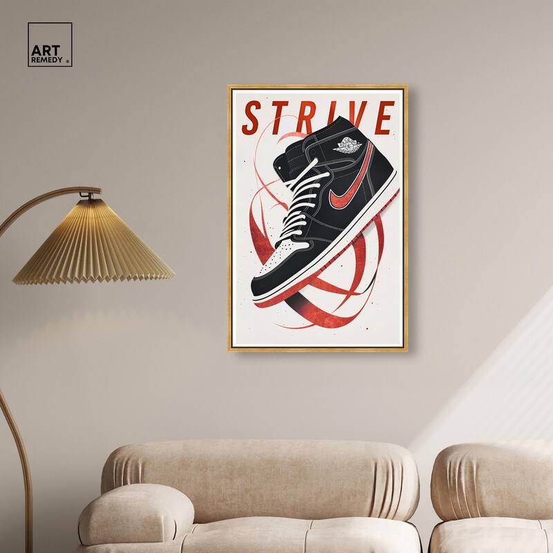 Red Ribbon Sneaker Canvas by Art Remedy