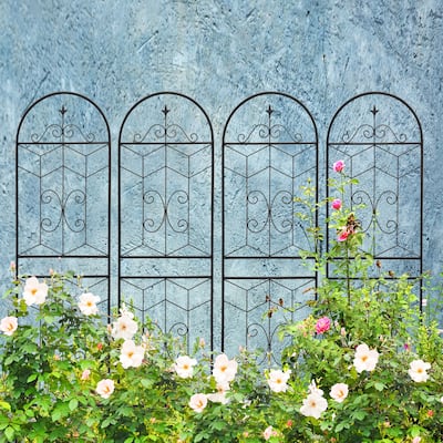 4 Pack Metal Garden Trellis 71" x 19.7" Rustproof Trellis for Climbing Plants Outdoor Flower Support