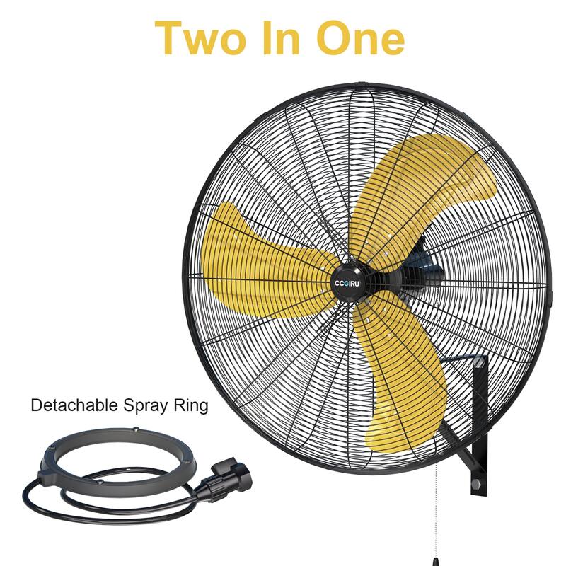 30" Industrial Oscillating Mist 3-Speed Heavy Duty Wall Mount Fan