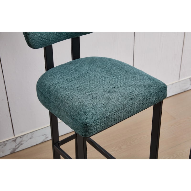 Bar Stools Set of 2, 26 Inch Modern Upholstered Fabric Counter Height Barstools