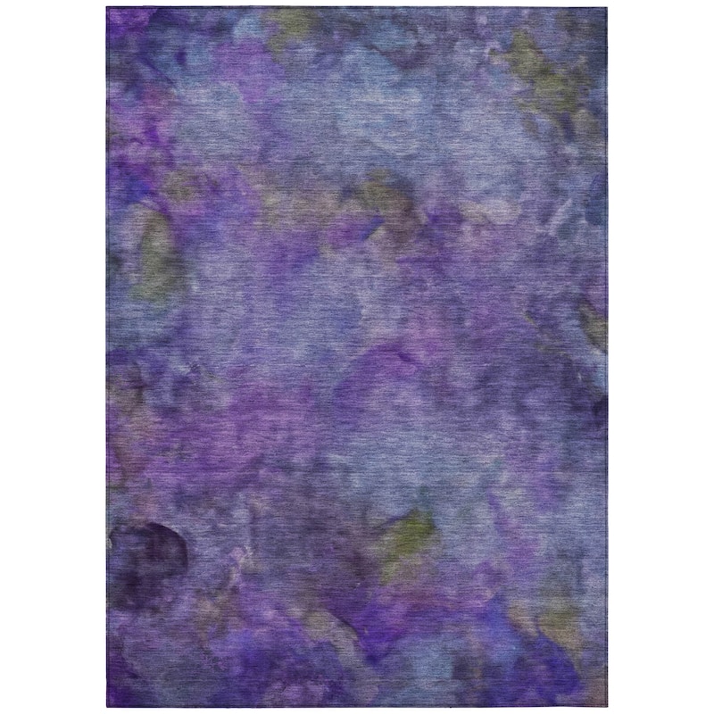 Machine Washable Indoor/ Outdoor Abstract Contemporary Chantille Rug