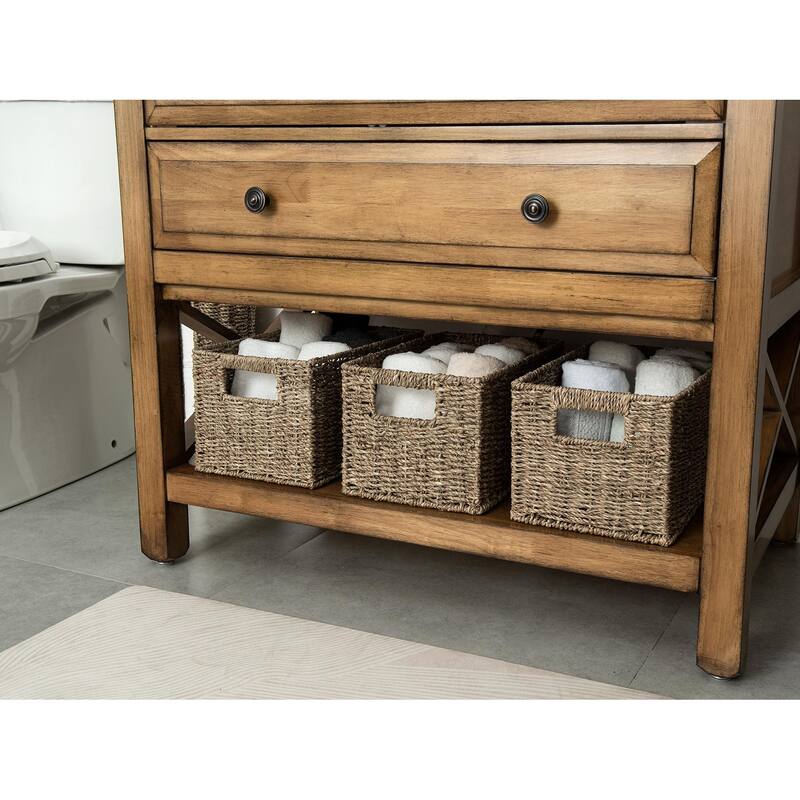 StorageWorks 2-Pack Wicker Storage Basket with Built-in Handle - 8.25"D x 13.25"W x 7"H