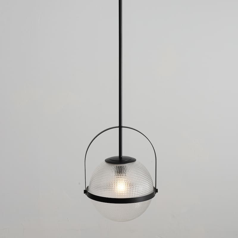1-Light Modern Minimalist Matte Black/Gold Clear Glass Pendant Light