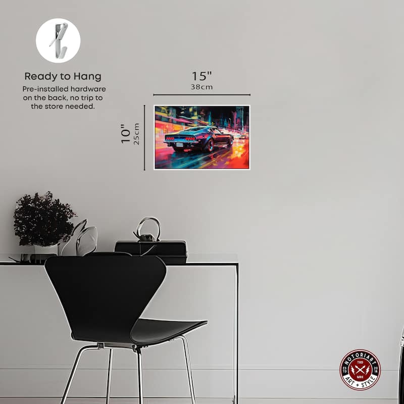 Notoriart Classic Night Drive Framed Car 1 Piece Canvas Wall Art