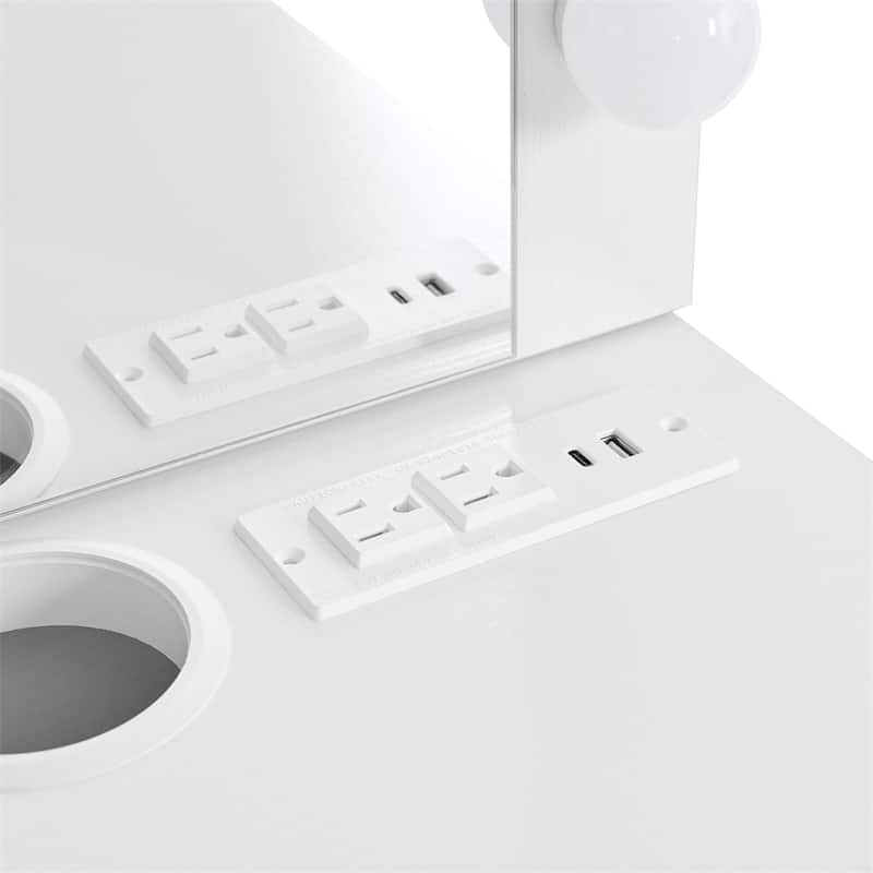 Floating Makeup Vanity Desk with 3-Color Lights,Wall Dressing Table
