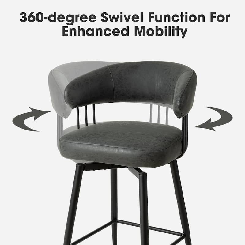 Glitzhome Modern 3-Piece Wooden Swivel Bar Stools & Height Adjustable Pub Table Set