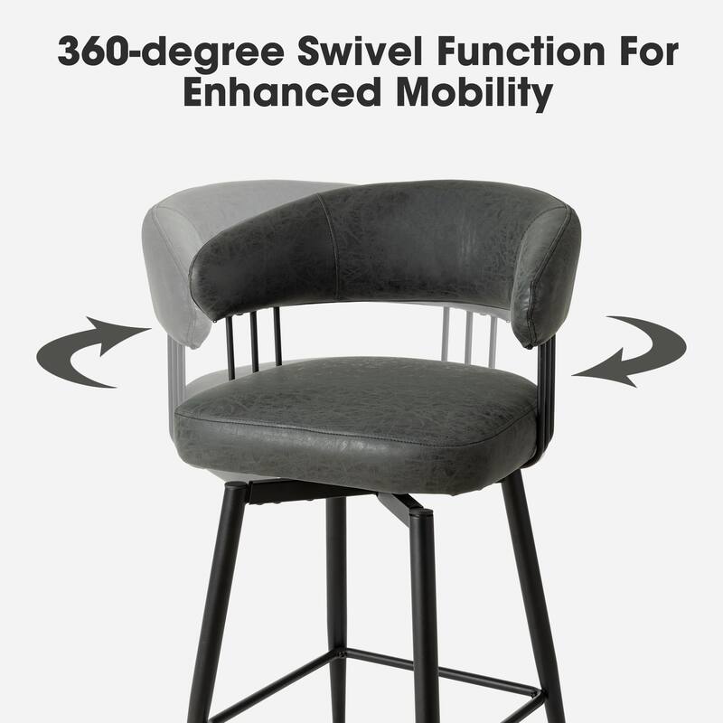 Glitzhome Set of 2 or 4 Modern Fabric/ PU Swivel Counter or Bar Stool with Metal Legs