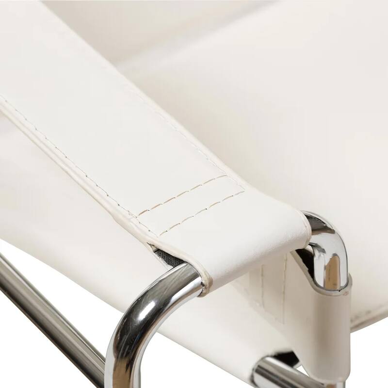 Momei Mid-Century Modern Saddle Leather Accent Chair with Stainless Steel Chair Leg