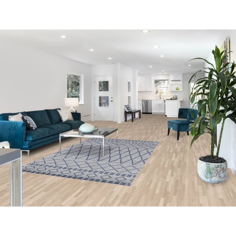 Hand Knotted Oriental 100% Wool Carpet Modern Geometric Greys & Charcoal Moroccan Area Rug - 7' 8'' X 5' 1''