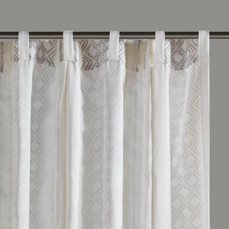 Poly Printed Curtain Panel with Tufted Stripe