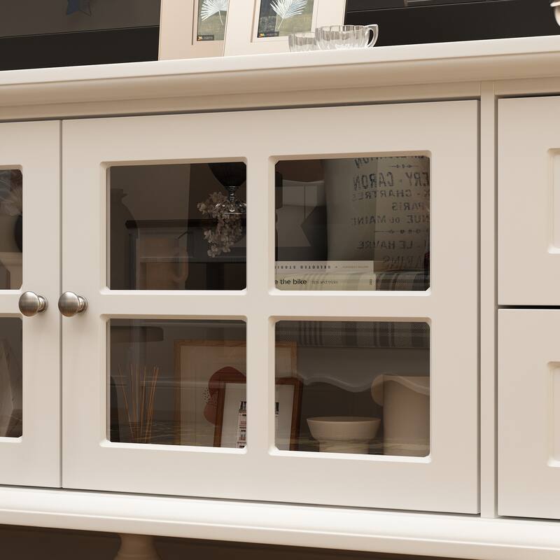 Cabinet Set with Tempered GlassStorage & TV Stand Combo Organization - SideCabinet+TVStand