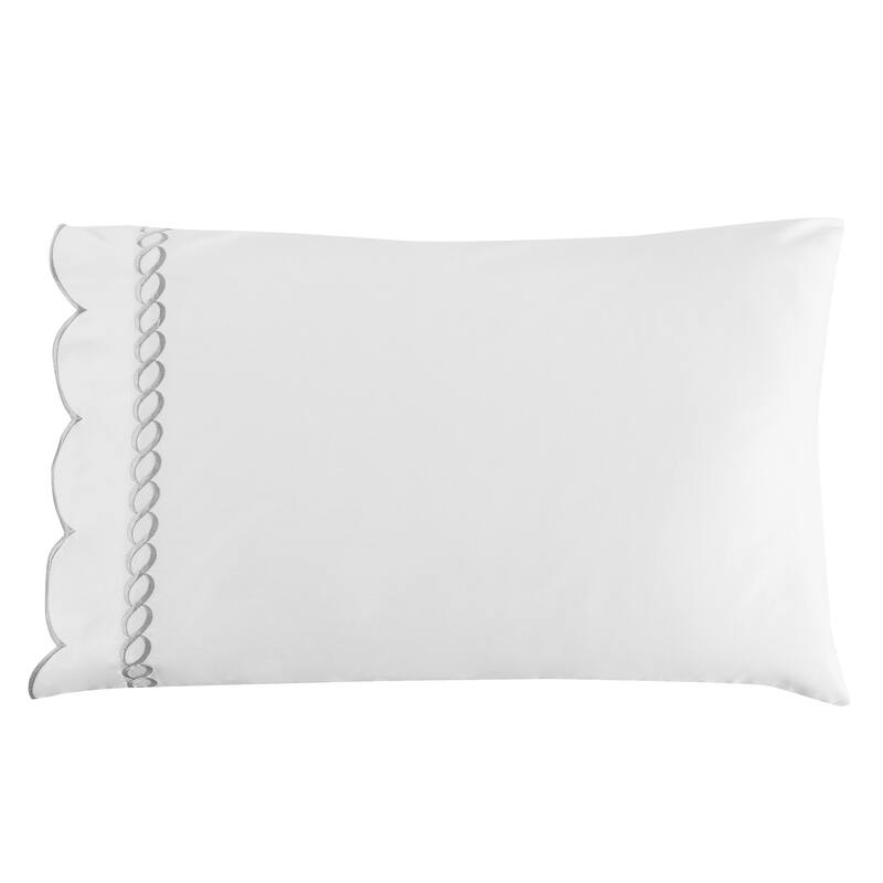 Home Sweet Home Collection 600TC Cotton Scallop Rope Embroidery Sheet Set & Pillowcases - 2pcs Standard Pillowcases - Grey